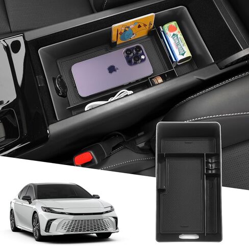 قطعتان من CKE متوافقة مع ملحقات Toyota Camry 2025 2026 ومنظمات وحدة التحكم المركزية للسيارة وغطاء مسند الذراع وصينية القفازات ومسند الذراع وصندوق تخزين وحامل حاوية لـ 2026 2025 Camry LE SE XLE XSE in Saudi Arabia