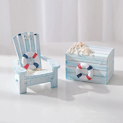 2 Pack Wooden Handmade Mini Chair Jewelry Box Summer Beach Room Decor Hawaiin Nautical Theme Decoration for Home Office Desk (Starfish) in Saudi Arabia