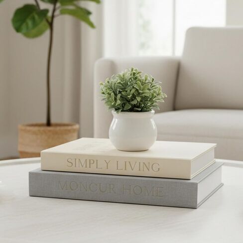 Set of 2 Decorative Books - Linen Storage Box for Coffee Table Faux Decor Boxes, for Bookshelf Fake Books for Decoration, Modern Home Decor-B2506-2PCS in Saudi Arabia