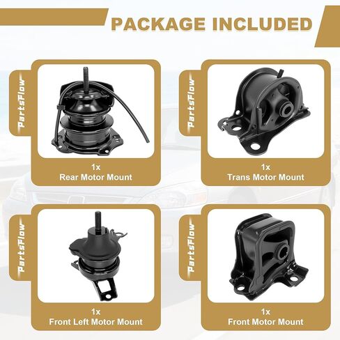 مجموعة PartsFlow من حوامل محرك المحرك 4 قطعة متوافقة مع 1998 1999 2000 2001 2002 Honda Accord 2.3L I4 مجموعة تثبيت ناقل الحركة استبدال A6583 A6564 A6572 A6570 in Saudi Arabia