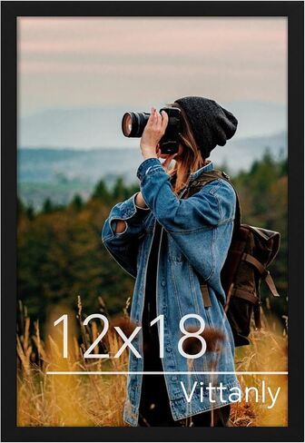 إطار ملصق Vitanly مقاس 12x18 للجدار، زجاج شبكي، يعرض صورة مقاس 11x17 مع حصيرة أو 12x18 بدون حصيرة، مادة إطار PVC، تعليق أفقي أو رأسي، عبوة واحدة، أسود in Kuwait