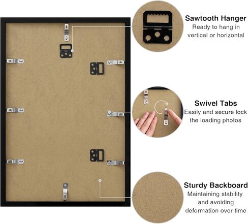 إطار ملصق Vitanly مقاس 12x18 للجدار، زجاج شبكي، يعرض صورة مقاس 11x17 مع حصيرة أو 12x18 بدون حصيرة، مادة إطار PVC، تعليق أفقي أو رأسي، عبوة واحدة، أسود in Kuwait