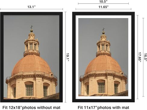 إطار ملصق Vitanly مقاس 12x18 للجدار، زجاج شبكي، يعرض صورة مقاس 11x17 مع حصيرة أو 12x18 بدون حصيرة، مادة إطار PVC، تعليق أفقي أو رأسي، عبوة واحدة، أسود in Kuwait