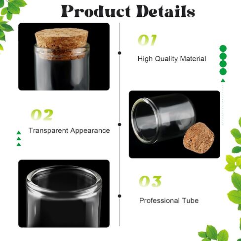 20 Pack 15ml Glass Jars Bottles Cover Decoration Bottles Clear Mini Glass Decorative Jars with Cork Stopper Base for Christmas New Year Party Favors Arts Craft Small Projects in Saudi Arabia