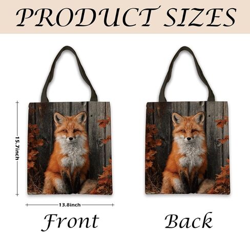 Casual Fox & Autumn Leaves Canvas Tote Bag, Durable Reusable Foldable Handbag, Reusable Grocery and Shoulder Bags for Women, Funny Shoulder Bag for Shopping Work Travel Beach in Saudi Arabia