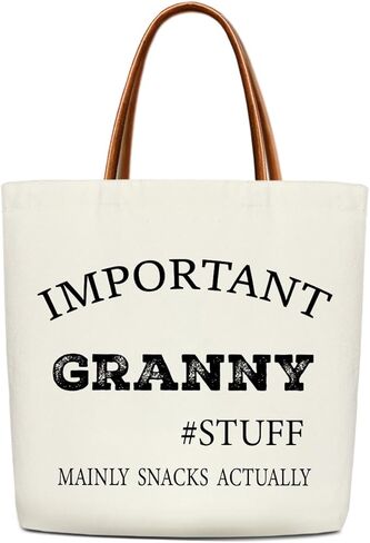 Important Granny Stuff Canvas Tote Bag, Thank you Gifts for Granny, Reusable Shopping Grocery Travel Handbag, Mother's Day Birthday Gifts for Grandma Gigi Mimi /09 in Saudi Arabia