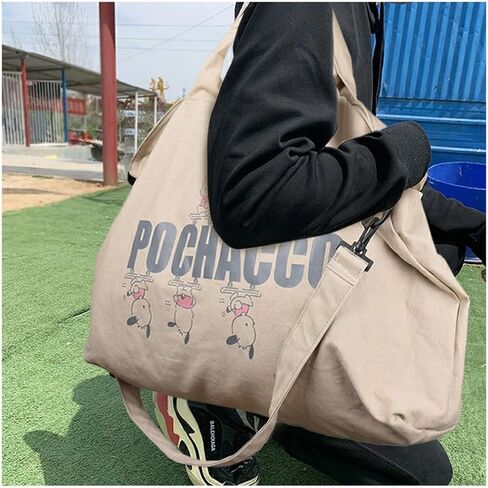 Roffatide Pochacco Dog Canvas Tote Bag Large Gym Bag Shoulder Hobo Yoga Bag Crossbody Bag Purse for Women Big Capacity Shopping Work Bag Travel Handbags Eco Bag, ZLRBG14601 in Saudi Arabia