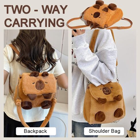Capybara Cute Plush Bag,Cartoon Phone Travel Gift Casual Bag,Fluffy Handbag Double Use Single Shoulder Backpack in Saudi Arabia