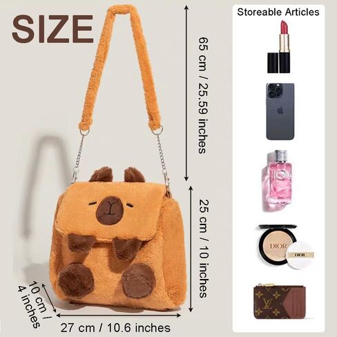 Capybara Cute Plush Bag,Cartoon Phone Travel Gift Casual Bag,Fluffy Handbag Double Use Single Shoulder Backpack in Saudi Arabia