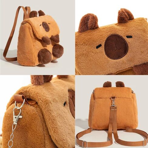 Capybara Cute Plush Bag,Cartoon Phone Travel Gift Casual Bag,Fluffy Handbag Double Use Single Shoulder Backpack in Saudi Arabia