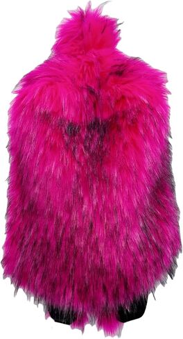 حقيبة ظهر عصرية من الفرو الصناعي، تصميم منفوش فخم، متوفرة باللون الأبيض والأسود والأحمر (أسود) in Kuwait