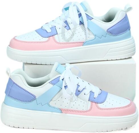 Breathable Mesh Stylish Casual Shock Absorbing Sneakers Round Toe Lace Up Low Top Thick Sole Comfort Sports Shoes for City Travel School Party Versatile Wear in Saudi Arabia
