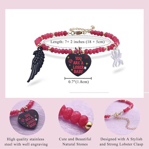 Melix Home Hazbin Merch Angel سوار الصداقة الهدايا أنيمي تأثيري الحجر أساور للنساء الرجال المشجعين هدية عيد ميلاد in Saudi Arabia