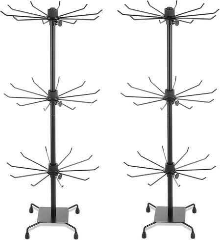 2 Pcs Rotating Display Stand 3 Tiers Spinning Display Stand with Hooks Jewelry Display Rack for Necklace Earrings Key Rings Vendor Events in Kuwait