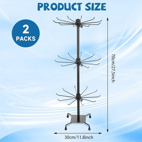 2 Pcs Rotating Display Stand 3 Tiers Spinning Display Stand with Hooks Jewelry Display Rack for Necklace Earrings Key Rings Vendor Events in Kuwait