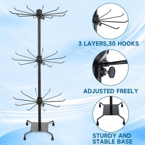 2 Pcs Rotating Display Stand 3 Tiers Spinning Display Stand with Hooks Jewelry Display Rack for Necklace Earrings Key Rings Vendor Events in Kuwait