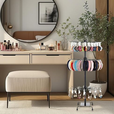 2 Pcs Rotating Display Stand 3 Tiers Spinning Display Stand with Hooks Jewelry Display Rack for Necklace Earrings Key Rings Vendor Events in Kuwait