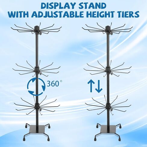 2 Pcs Rotating Display Stand 3 Tiers Spinning Display Stand with Hooks Jewelry Display Rack for Necklace Earrings Key Rings Vendor Events in Kuwait
