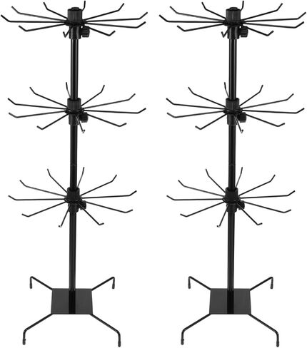 2 Pcs Retail Display Stand, 3-Tier Rotating Rack Black Metal Necklace and Bracelet Organizer Jewelry Stand Heavy Duty Adjustable Countertop Stands for Retail Earring Keychains Jewelry in Saudi Arabia