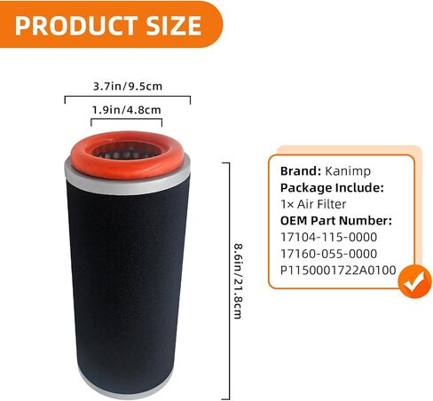 17104-115-0000 Air Filter Fits Hisun UTV 500/700 Massimo MSU 500/700 Axis 500/700 Carburetor 500cc/700cc Bennche 500/700 Cub Cadet 500/700 Coleman 500/700, Replaces 17160-055-0000 P1150001722A0100 in Kuwait