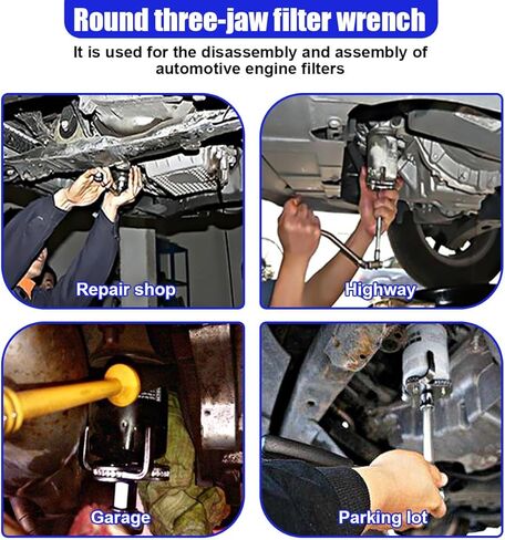 Universal Adjustable Oil Filter Wrench from 2.7" to 5.4", 3 Jaws Oil Filter Removal Tool, Heavy Duty Car Filters Wrench Set Set for Cars, Trucks, Tractor in Kuwait