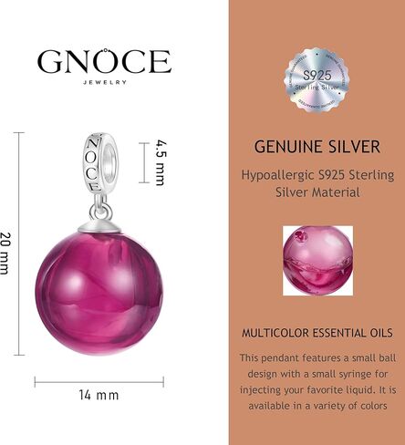GNOCE الأرجواني العميق الزيوت العطرية العطور الكرة الناشر قلادة تتدلى سحر لسوار / قلادة، 925 الفضة الاسترليني تتدلى سحر للنساء زوجة المجوهرات هدية in Saudi Arabia
