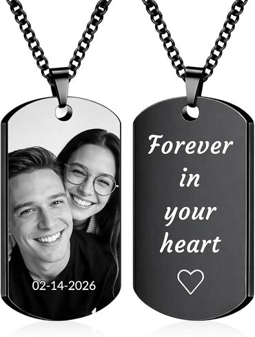 قلادة صورة BEXOA صورة شخصية، قلادات مخصصة منقوشة على شكل علامة الكلب للرجال والنساء هدايا in Kuwait