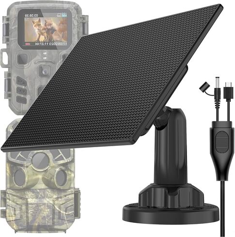 Trail Camera Solar Panel, Built-in 5000mAh Rechargeable Battery Solar Panel for Trail Camera, IP66 Waterproof Solar Charger Kit Hunting Accessory Solar for Trail Cameras - Output Type C/5V DC/6V in Kuwait