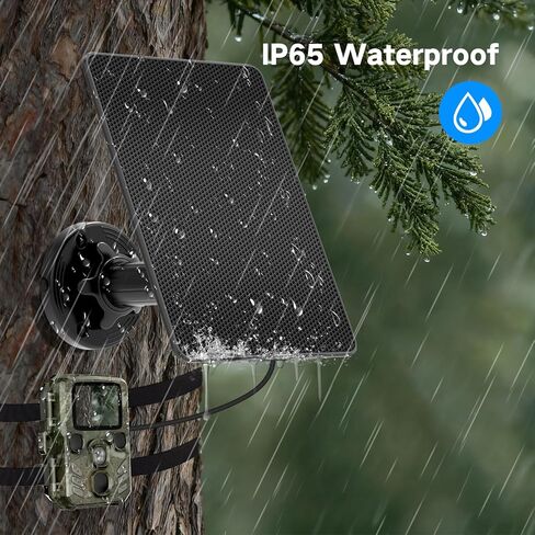 Trail Camera Solar Panel, Built-in 5000mAh Rechargeable Battery Solar Panel for Trail Camera, IP66 Waterproof Solar Charger Kit Hunting Accessory Solar for Trail Cameras - Output Type C/5V DC/6V in Kuwait