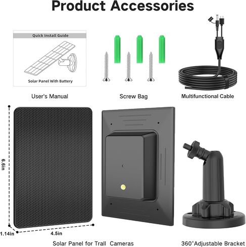 Trail Camera Solar Panel, Built-in 5000mAh Rechargeable Battery Solar Panel for Trail Camera, IP66 Waterproof Solar Charger Kit Hunting Accessory Solar for Trail Cameras - Output Type C/5V DC/6V in Kuwait