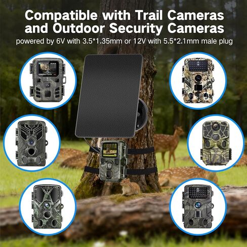 Trail Camera Solar Panel, Built-in 5000mAh Rechargeable Battery Solar Panel for Trail Camera, IP66 Waterproof Solar Charger Kit Hunting Accessory Solar for Trail Cameras - Output Type C/5V DC/6V in Kuwait
