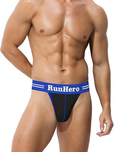 Cotton Mens Sexy Thong, Athletic Supporter Wide Band Breathable G-String Briefs Underwear for Sports or Bikini in Saudi Arabia