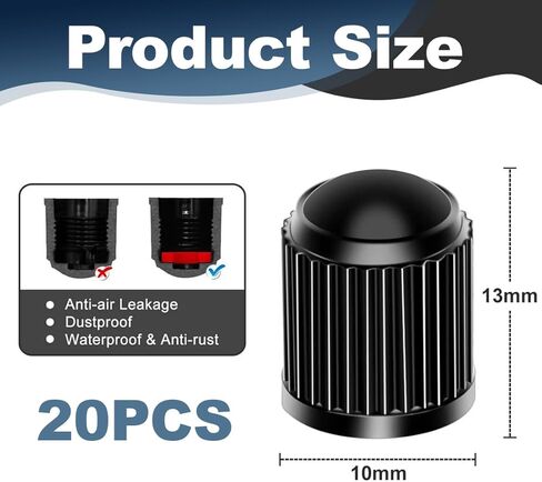 20PCS Tire Valve Caps, Durable Covers with Seal, Universal Fit for Various Vehicles, Dark Color in Saudi Arabia