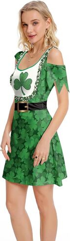 Women St Patricks Day Short Sleeve V Neck Dress Shamrock Printed Ugly Outfits in Saudi Arabia