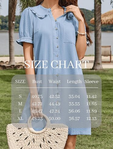 Theenkoln Womens Button Down Mini Dress:Oversized Peter Pan Collar Short Sleeve Flowy Baby Doll Dresses with Belt in Saudi Arabia