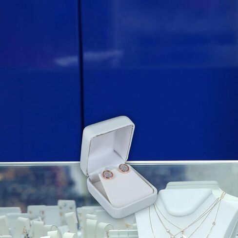 SSWBasics White Faux Leather Earring Box - Pack of 50 in Saudi Arabia