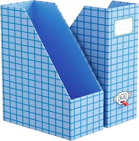 صناديق تخزين قابلة للطي لحامل ملفات المجلات JiaWei - مجموعة من 4 رفوف مجلات من الورق المقوى مصنوعة من 2150 جم/م² بعرض 10.5 سم، منظم مكتب للفصل الدراسي والمنزل والمكتب - ملون in Kuwait