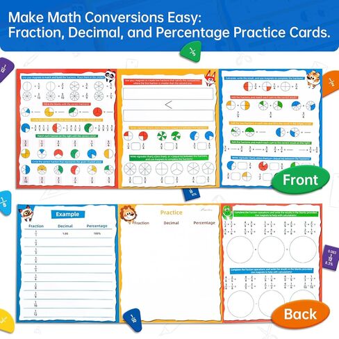 Magnetic Fraction Tiles & Circles Montessori Set for Elementary Kids - Hands-On Math Manipulatives with Activity Book - Learn Fractions, Decimals, Percentages in Saudi Arabia