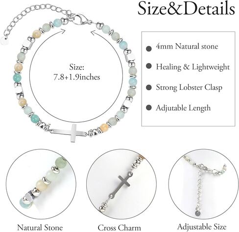 Bozidol Happy Easter Bracelet for Women, Easter Beaded Cross Bracelet with Message Card, Jewelry for Women Spring Faith Gift with Pink Gift Box in Saudi Arabia