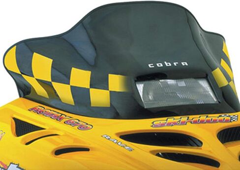 PowerMadd 13120 Cobra Windshield for Ski Doo MXZ (s2000) - أسود مع لعبة الداما الصفراء - ارتفاع منخفض in Saudi Arabia