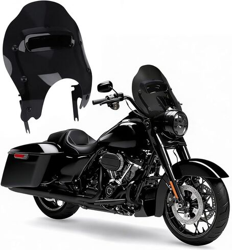 الزجاج الأمامي مع دعامة لسيارة Harley Touring Road King FLHR 1994-2022/ Special FLHRXS 2017-2024/ Classic FLHRC 2007-2020، Freewheeler FLRT 2015-2023 (أسود + دعامة كروم) in Saudi Arabia