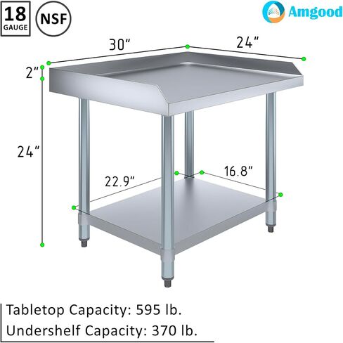 AmGood 24" x 30" Stainless Steel Equipment Stand | Height: 24" | Commercial Heavy Duty Grill Table in Saudi Arabia