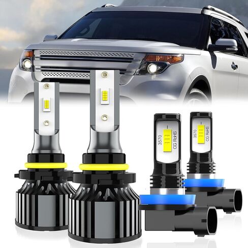 مناسب لمبات الإضاءة Ford Explorer 2011-2015، 9005 شعاع عالٍ ومنخفض + لمبة إضاءة الضباب H11، 4 عبوات in Saudi Arabia