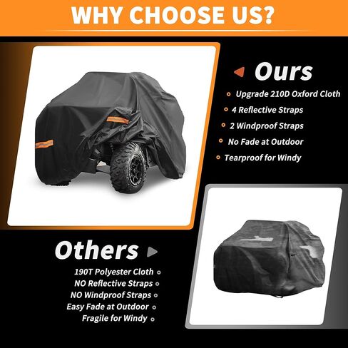 غطاء X AUTOHAUX ATV لـ Kawasaki Brute Force 750 مقاوم للماء 4 عجلات، غطاء رباعي لـ Kawasaki Brute Force 750 EPS/LE EPS/LE EPS CAMO غطاء خارجي لحماية تخزين المطر من الشمس 210D-PU أسود in Saudi Arabia