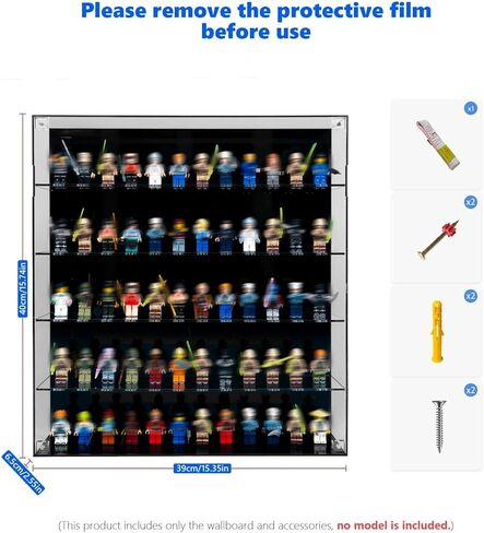 حافظة عرض صغيرة من الأكريليك - خزانة مثبتة على الحائط بزاوية 360 درجة تتسع لـ 60 شخصية من مكعبات البناء، خزانة عرض ألعاب لمنمنمات ومقتنيات ليغو، شفافة تمامًا ومقاومة للغبار in Kuwait