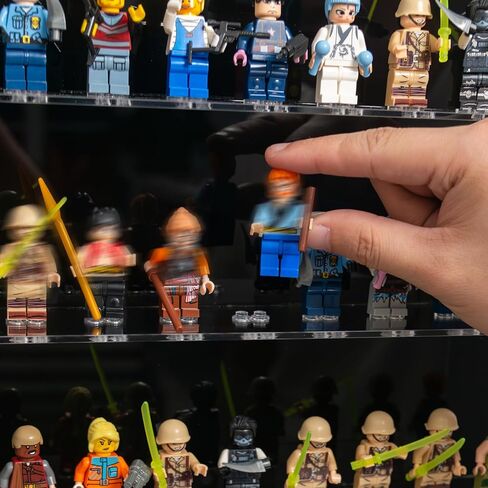 حافظة عرض صغيرة من الأكريليك - خزانة مثبتة على الحائط بزاوية 360 درجة تتسع لـ 60 شخصية من مكعبات البناء، خزانة عرض ألعاب لمنمنمات ومقتنيات ليغو، شفافة تمامًا ومقاومة للغبار in Kuwait