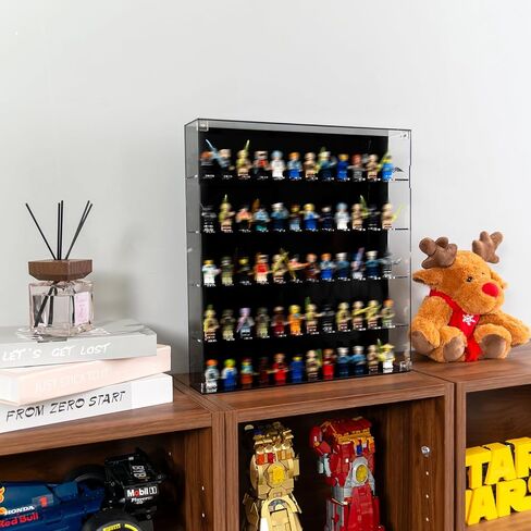 حافظة عرض صغيرة من الأكريليك - خزانة مثبتة على الحائط بزاوية 360 درجة تتسع لـ 60 شخصية من مكعبات البناء، خزانة عرض ألعاب لمنمنمات ومقتنيات ليغو، شفافة تمامًا ومقاومة للغبار in Kuwait