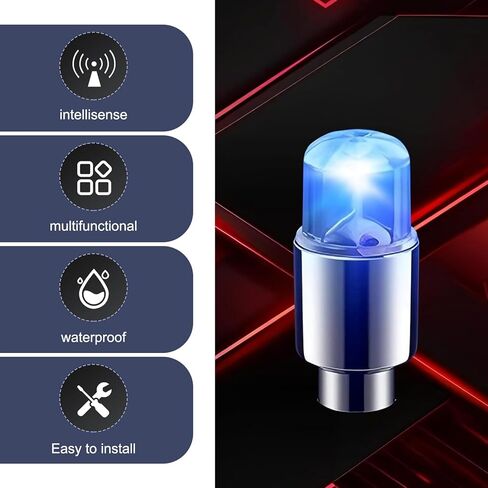 6 قطع من أغطية جذع صمام الإطارات LED، أغطية جذعية صمام الإطارات تضيء، ملحقات تزيين عجلة فانوس فلاش، للسيارة والدراجة النارية وسيارات الدفع الرباعي والدراجة (الضوء الأزرق) in Saudi Arabia