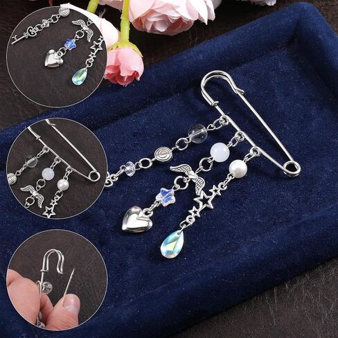 Grunge Pins for Bags, Cute Silver Heart Bag Charms Decorative Y2k Pins Goth Emo Pin Charms for Purse Backpack Trendy Bags in Saudi Arabia