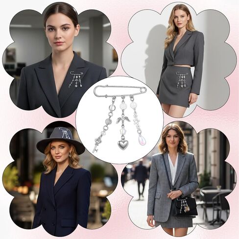 Grunge Pins for Bags, Cute Silver Heart Bag Charms Decorative Y2k Pins Goth Emo Pin Charms for Purse Backpack Trendy Bags in Saudi Arabia